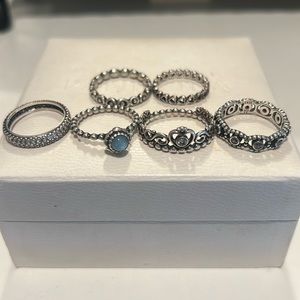 Silver Pandora Ring Stack - 6 pieces